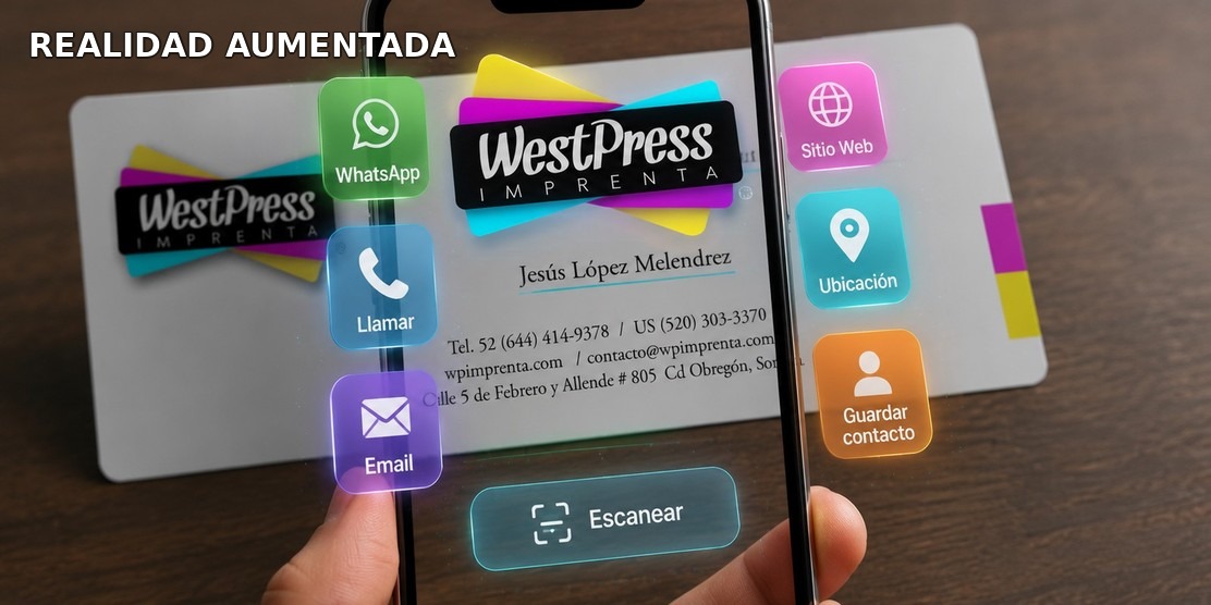 Tarjetas con realidad aumentada Westpress, tarjeta de presentacion digital interactiva en Cd. Obregon